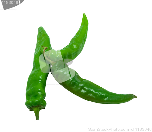 Image of Letter K composed of green peppers