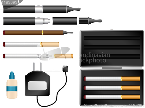 Image of Electronic Cigarette Kit with Liquid, Charger and Case
