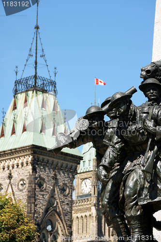 Image of Detail of National War Memorial and Parliament of Canada in Otta