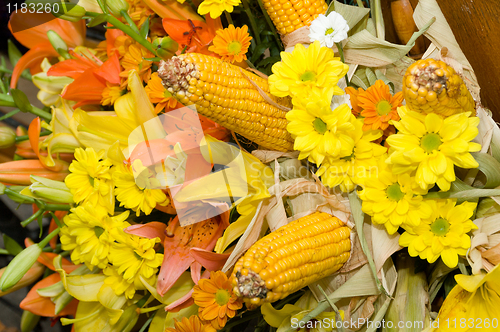 Image of Flowers and corn bouquet