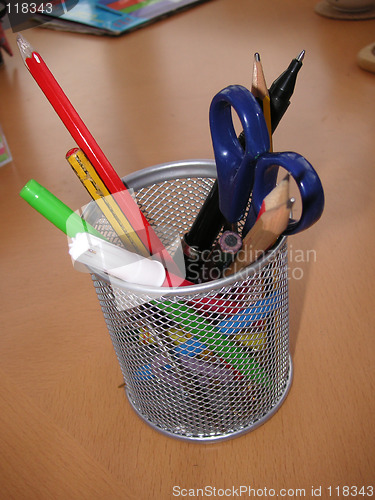 Image of full desk tidy container