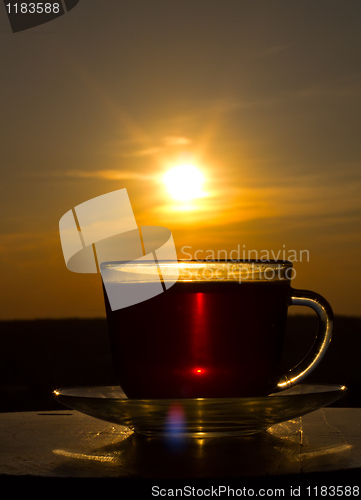 Image of Tea drinking on sunset