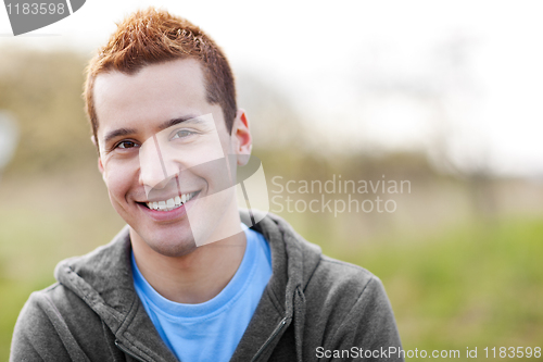 Image of Mixed race man smiling