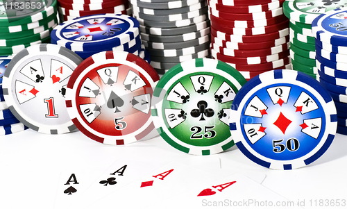 Image of Four aces and chips