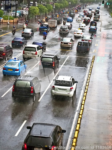 Image of Rainy traffic jam