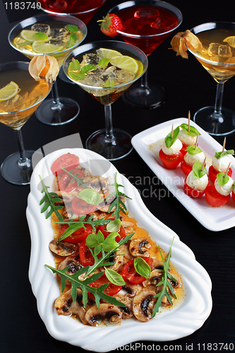 Image of Appetizers with drinks for guests