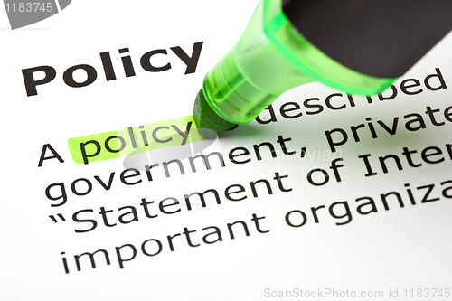 Image of 'Policy' highlighted in green