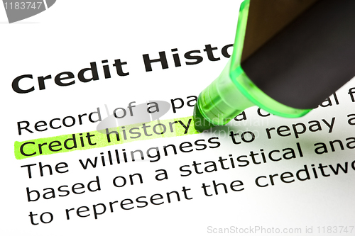 Image of "Credit history" highlighted in green