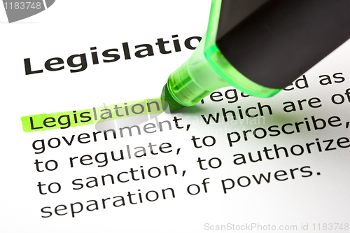 Image of The word "Legislation" highlighted in green