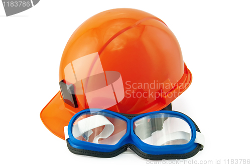 Image of Helmet orange and goggles