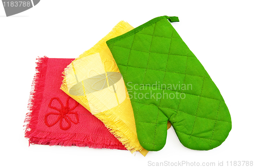 Image of Kitchen towels and potholder