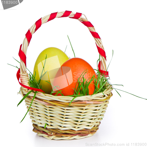 Image of basket with easter eggs