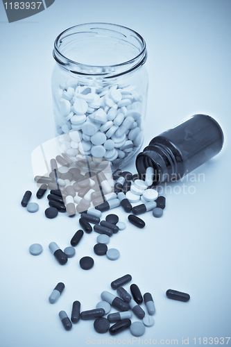 Image of pills in glass container
