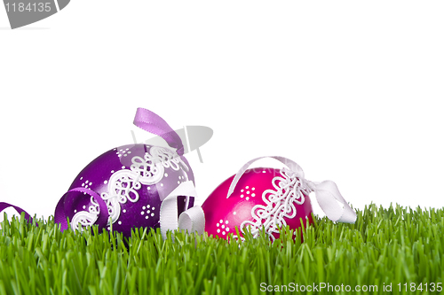 Image of easter eggs in grass