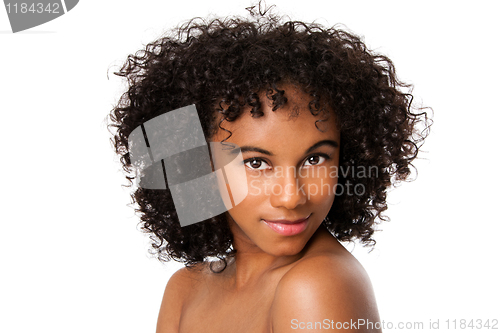 Image of Beauty female face with curly hair