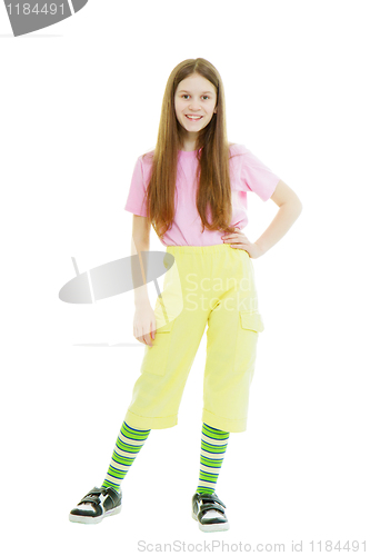 Image of Teen girl on the isolated white background