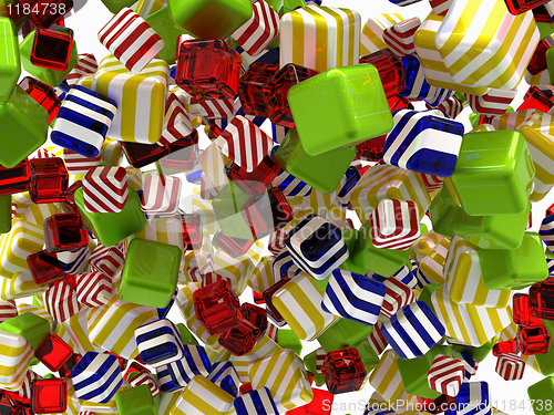 Image of Colorful Abstract cubic shapes or bonbons isolated 