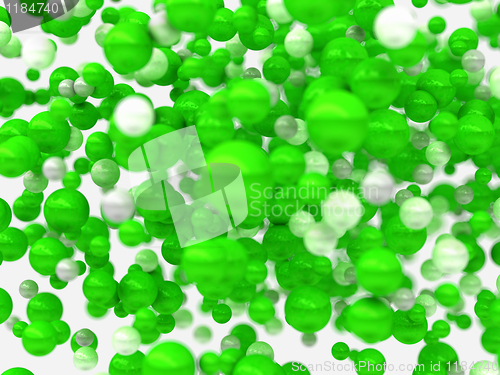 Image of Green and white orbs over white background 