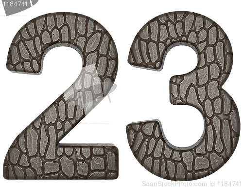 Image of Alligator skin font 2 3 digits isolated