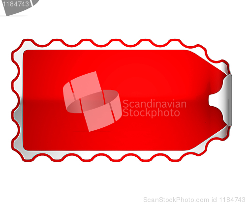 Image of  Red jagged bent sticker or label 