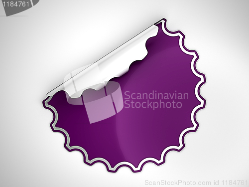 Image of Purple round bent sticker or label 