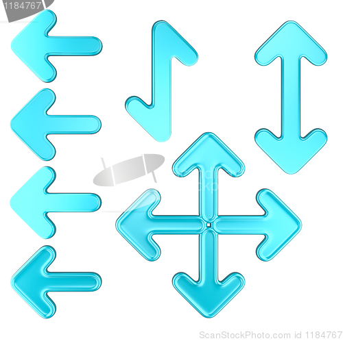 Image of Cyan arrows set isolated 