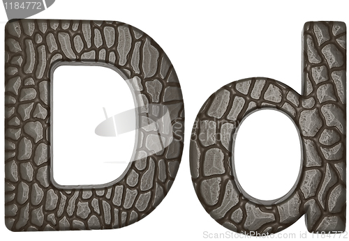 Image of Alligator skin font D lowercase and capital letters