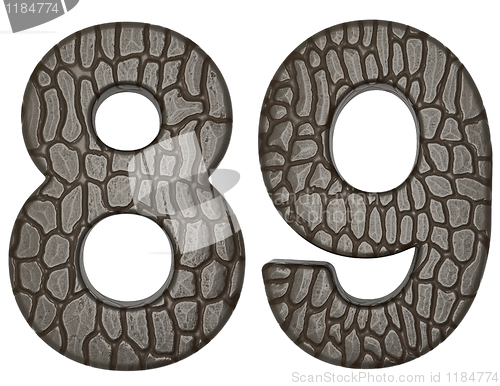 Image of Alligator skin font 8 9 digits 