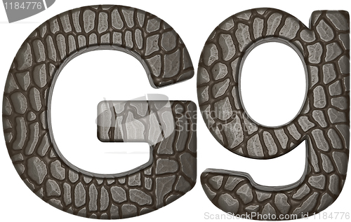 Image of Alligator skin font G lowercase and capital letters