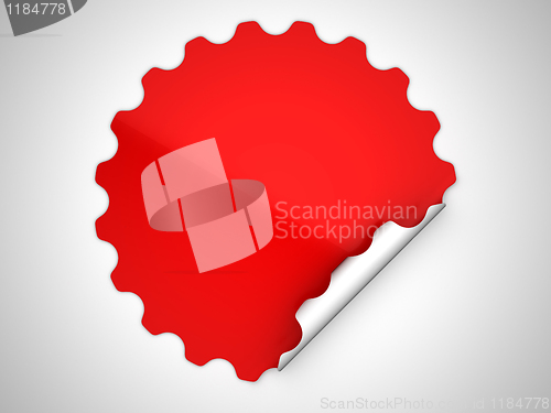 Image of  Red round bent sticker or label 