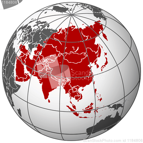 Image of asia on earth