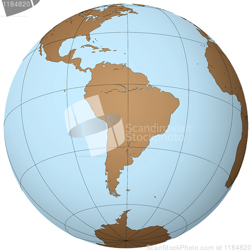 Image of south america on earth