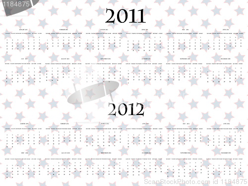 Image of vector stars calendar for 2011 and 2012