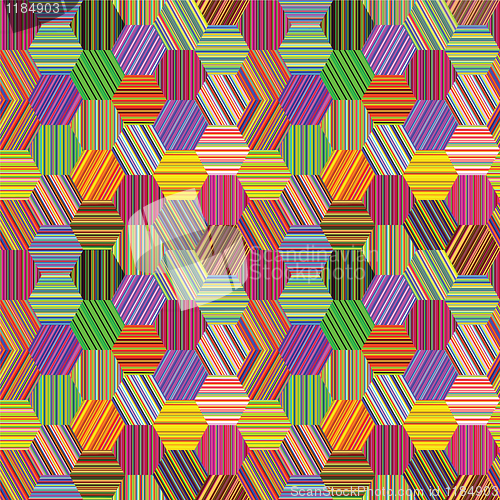 Image of hexagonal stripes patchwork