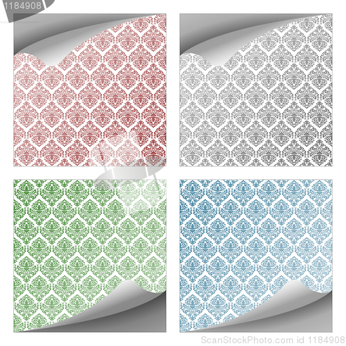 Image of damask curly paper notes collection