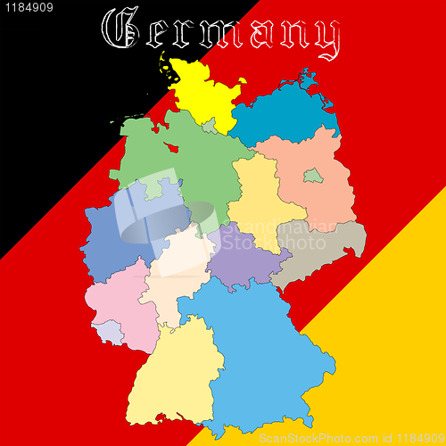 Image of germany map over national colors