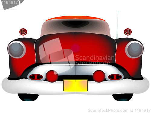 Image of red classic car against white