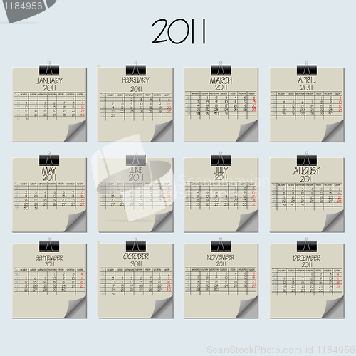 Image of paper note calendar 2011