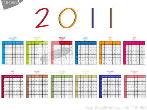 Image of 2011 calendar against white