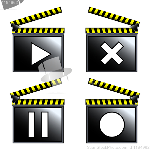 Image of movie cinema clapboard icons