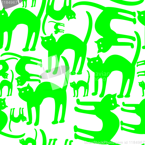 Image of green cats pattern isolated on white background