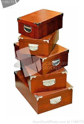Image of Brown leather boxes