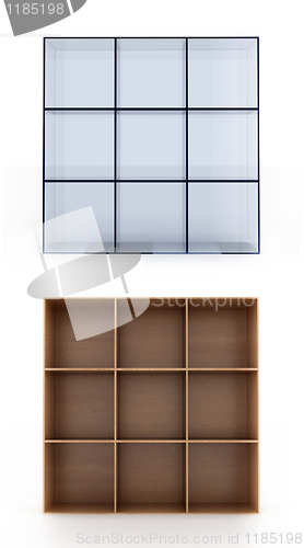 Image of 3D shelves on white background