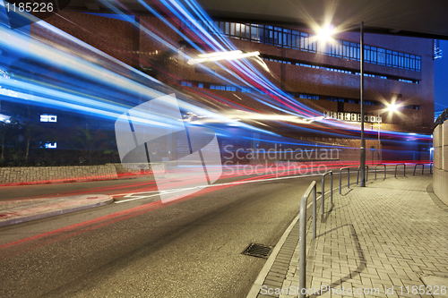 Image of Modern Urban City with Freeway Traffic at Night, hong kong 