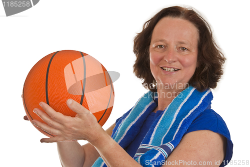 Image of Middle aged woman with basketball 