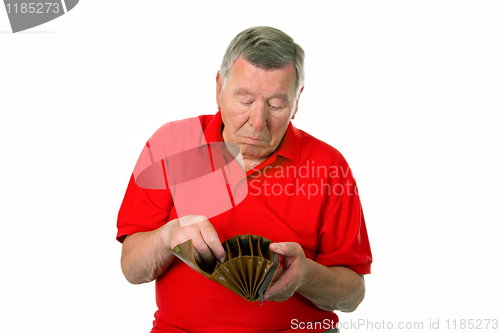 Image of Male senior with empty wallet