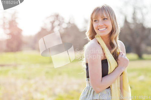 Image of Beautiful Caucasian woman outdoor