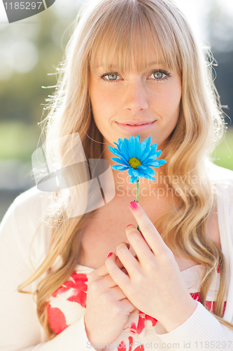 Image of Beautiful Caucasian woman outdoor