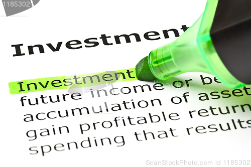 Image of 'Investment' highlighted in green