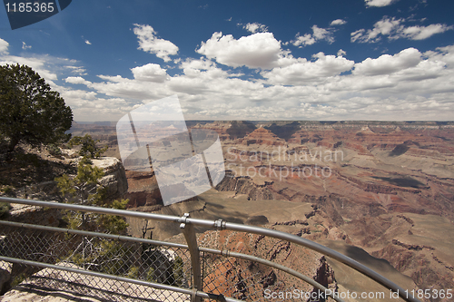 Image of Beautiful Grand Canyon Landscape View Tourist Railing